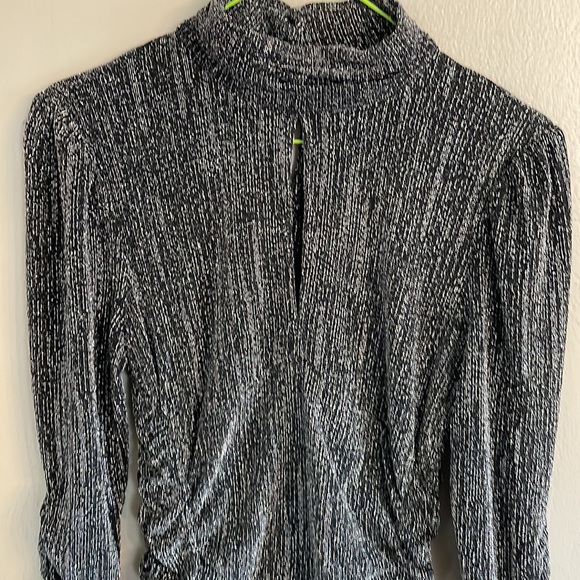 ZARA Silver Metallic Thread Ruched Dress dress like new - Picture 4 of 13